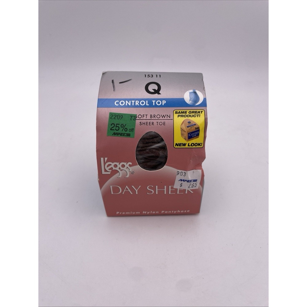 LEGGS Day Sheer Control Top Nylon Pantyhose Q Soft Brown Sheer Toe 153 11‎